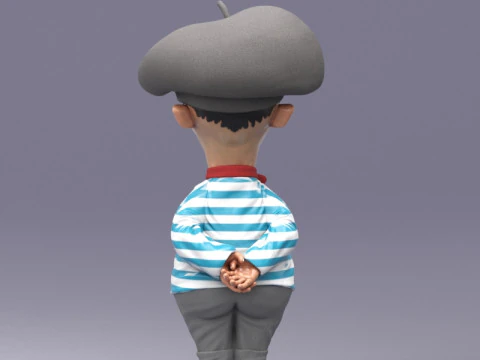 S00082 Персонаж мультяшного француза 3D Модель