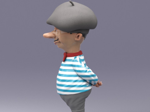 S00082 Personnage de dessin animé français Modèle 3D