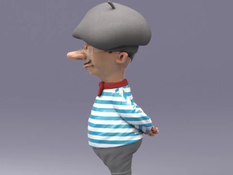 S00082 Персонаж мультяшного француза 3D Модель