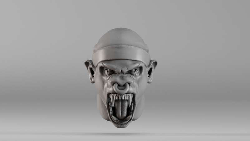 S00068 क्रूर राक्षस सिर 3D प्रिंट मॉडल .c4d .max .obj .3ds .fbx .stl .blend