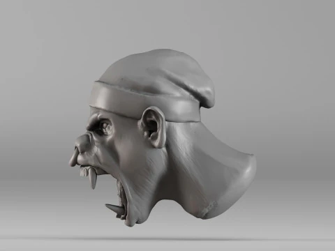 S00068 Ferocious Monster Head 3D Print Model