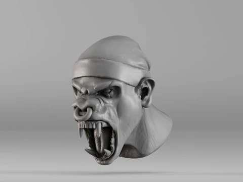 S00068 Ferocious Monster Head 3D Print Model