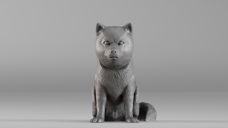 0001668 Sitting Shiba Inu Dog Sculpture 3D Print Model .c4d .max .obj .3ds .fbx .stl .blend