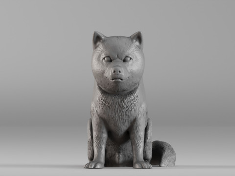 0001668 Sculpture de chien Shiba Inu assis Modèles 3D en vedette
