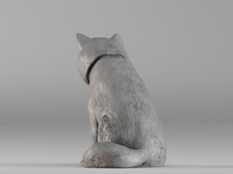 0001668 座る柴犬犬の彫刻 3Dプリントモデル