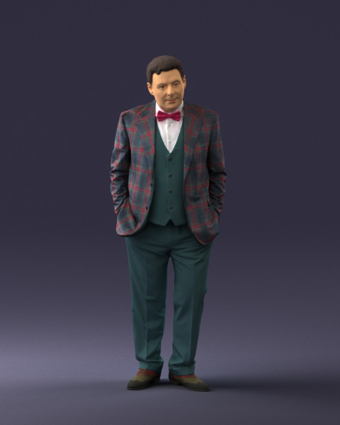 000394 Stylized Man in Plaid Suit 3D Model .c4d .max .obj .3ds .fbx .stl .blend
