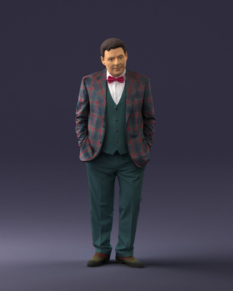 000394 Stylized Man in Plaid Suit 3D Model .c4d .max .obj .3ds .fbx .stl .blend 