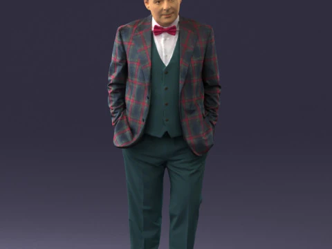 000394 Hombre estilizado con traje a cuadros Modelo 3D