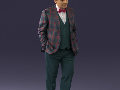 000394 Stilisierter Mann im karierten Anzug 3D Modell