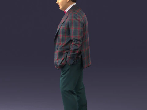 000394 Stylized Man in Plaid Suit 3D Model
