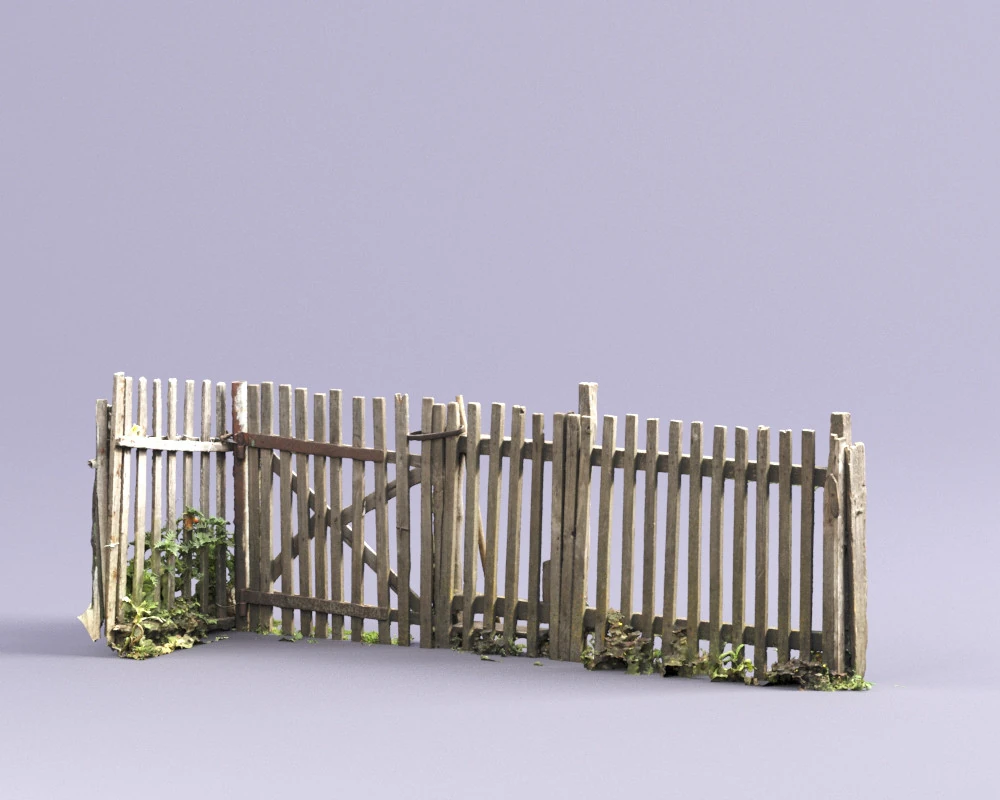 S00036 Old Wooden Fence Game Asset 3D Model .c4d .max .obj .3ds .fbx .stl .blend