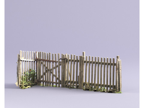 S00036 Eski Ahşap Çit Oyunu Varlığı 3D Model