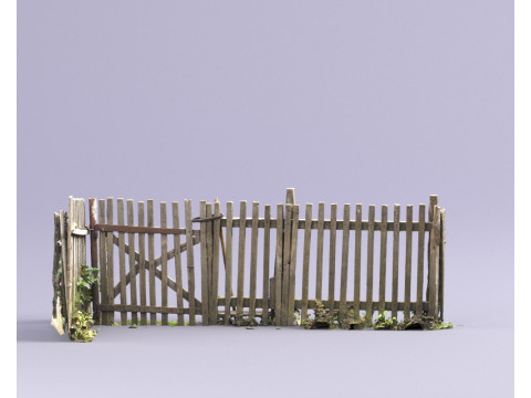 S00036 Activo de juego de valla de madera antigua Modelo 3D