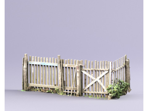 S00036 Activo de juego de valla de madera antigua Modelo 3D