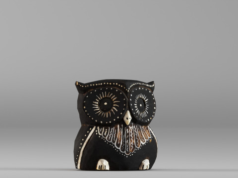 S00075 様式化されたフクロウの置物 3Dモデル