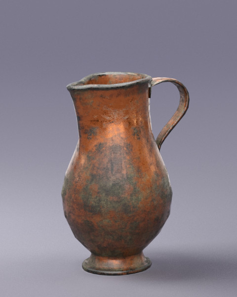 S00072 Старовинний мідний глечик 3D Модель .c4d .max .obj .3ds .fbx .stl .blend 