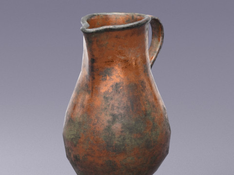 S00072 Старовинний мідний глечик 3D Модель