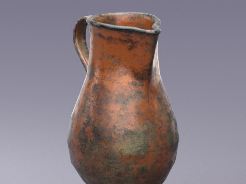 S00072 Старовинний мідний глечик 3D Модель