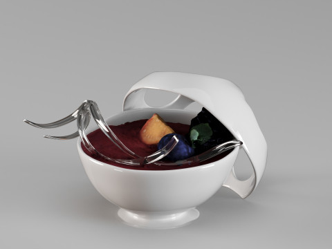Tigela de sobremesa de cerâmica S00001 cheia de sobremesa Modelo 3D