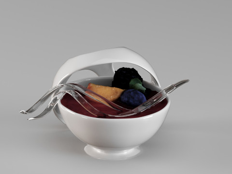 Tigela de sobremesa de cerâmica S00001 cheia de sobremesa Modelo 3D