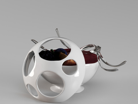 Tigela de sobremesa de cerâmica S00001 cheia de sobremesa Modelo 3D