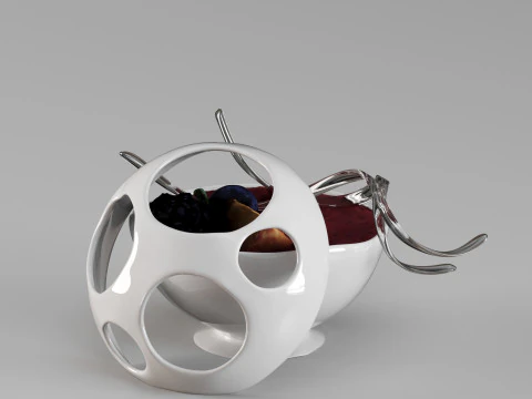 S00001 Ceramic Dessert Bowl Filled with Dessert 3D Model