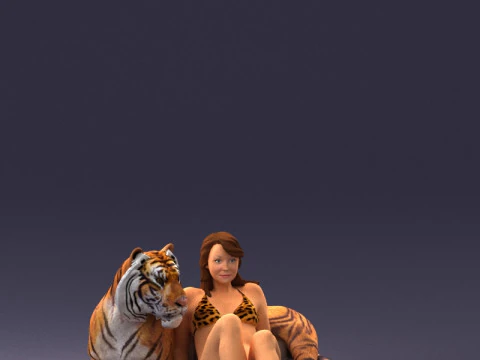 000397 Woman with Tiger 3D Model