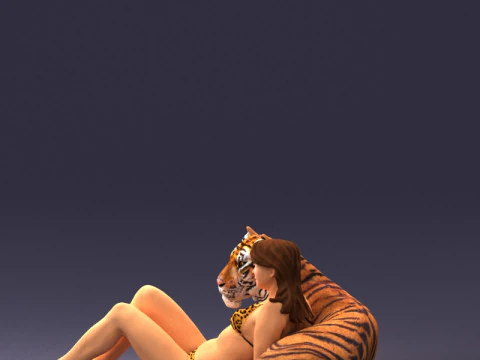 000397 Woman with Tiger 3D Model