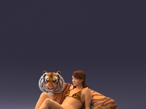 000397 Kobieta z Tygrysem Model 3D