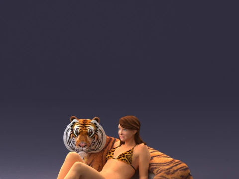 000397 Woman with Tiger 3D Model
