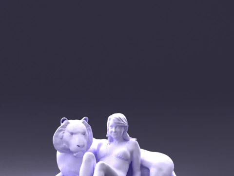 000397 Woman with Tiger 3D Model