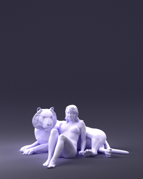 000397 女人与老虎 3dp 3D 打印模型 .c4d .max .obj .3ds .fbx .stl .blend