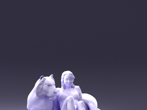 000397 女人与老虎 3dp 3D 打印模型