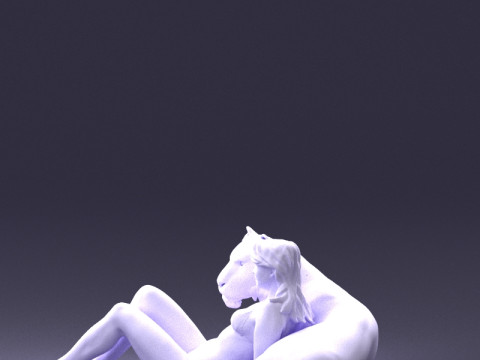 000397 女人与老虎 3dp 3D 打印模型