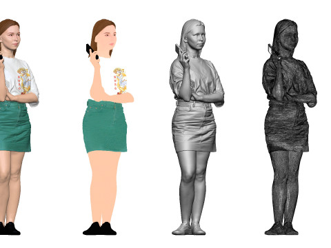 S00042 Стоящая женщина со смартфоном 3D Модель