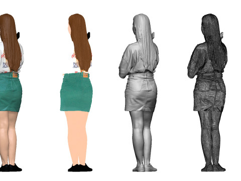 S00042 Стоящая женщина со смартфоном 3D Модель