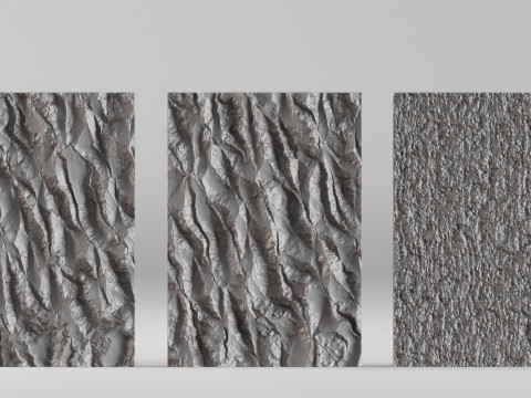 001676 3'lü Beton Duvar Paneli 3D Baskı Modeli