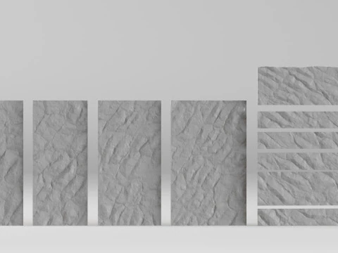 001677 Modular Concrete Wall Kit Relief Panels 3D Print Model