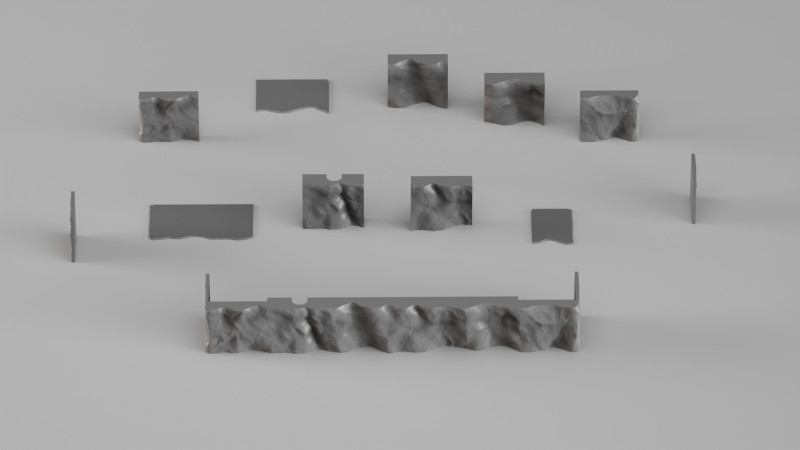 001681 주방 Stone Island 세트 프리미엄 건축 바위 조각 요소 3D 프린트 모델 .c4d .max .obj .3ds .fbx .stl .blend