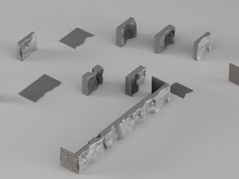 001681 주방 Stone Island 세트 프리미엄 건축 바위 조각 요소 3D 프린트 모델