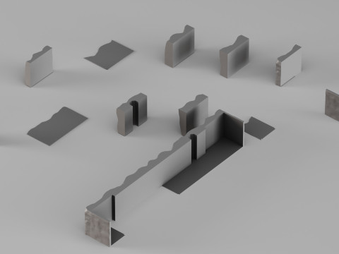 001681 주방 Stone Island 세트 프리미엄 건축 바위 조각 요소 3D 프린트 모델