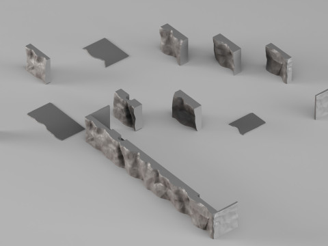 001681 주방 Stone Island 세트 프리미엄 건축 바위 조각 요소 3D 프린트 모델