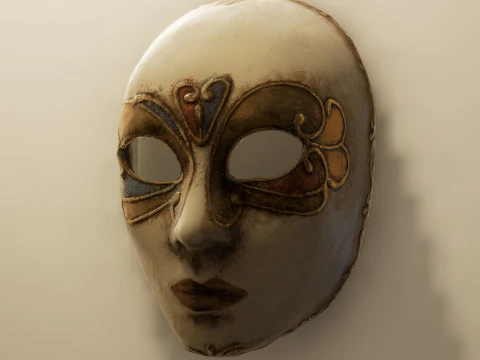 S00078 Venetian Decorative Mask LowPoly 3D Model