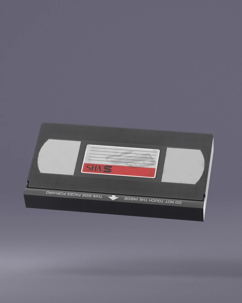 S00085 VHS Video Cassette Retro Media Asset 3D Model .c4d .max .obj .3ds .fbx .stl .blend