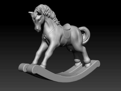 S00057 Klassisches Holzschaukelpferd 3dp 3D Druckmodell
