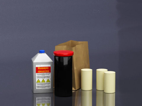 S00063 Household Packaging Containers Set 3D Model