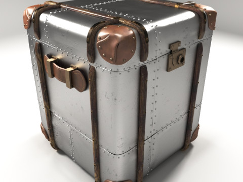 S00077 Vintage-Reisekoffer aus Metall 3D Modell