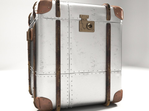 S00077 Bagasi Perjalanan Logam Antik Model 3D