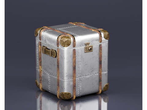 S00077 Bagasi Perjalanan Logam Antik Model 3D