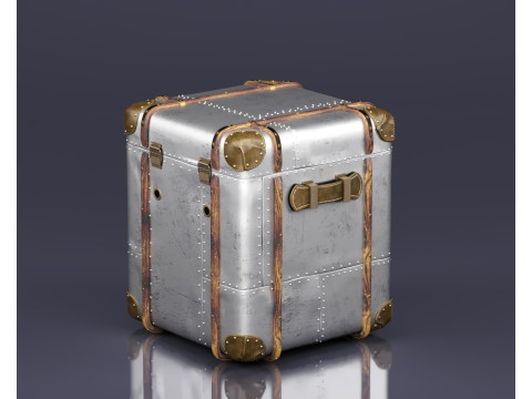 S00077 Bagasi Perjalanan Logam Antik Model 3D